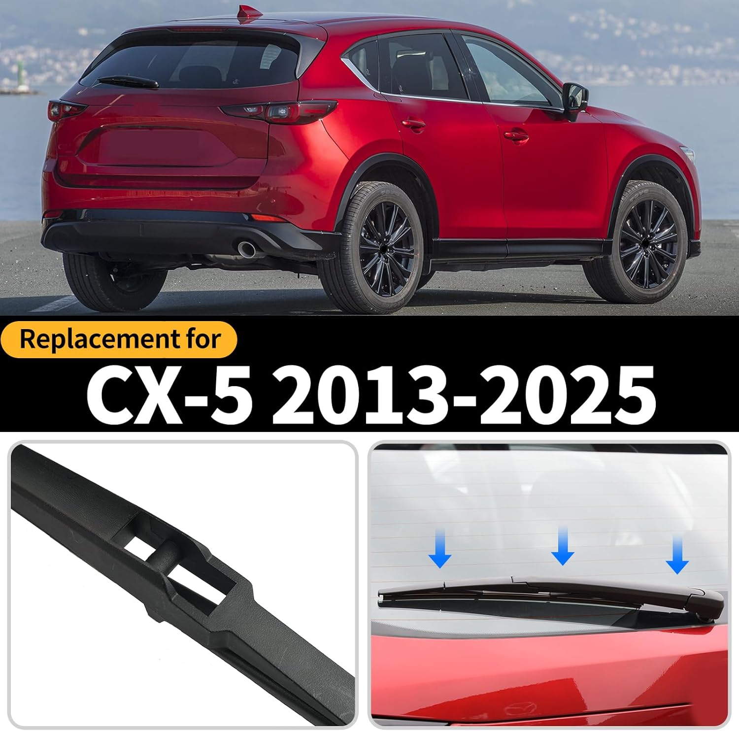 Replacement for 2013-2025 Mazda CX-5 CX5, Rear Windshield Back Wiper Arm blade Set - Factory OEM Style 2013-2025 For Mazda CX-5