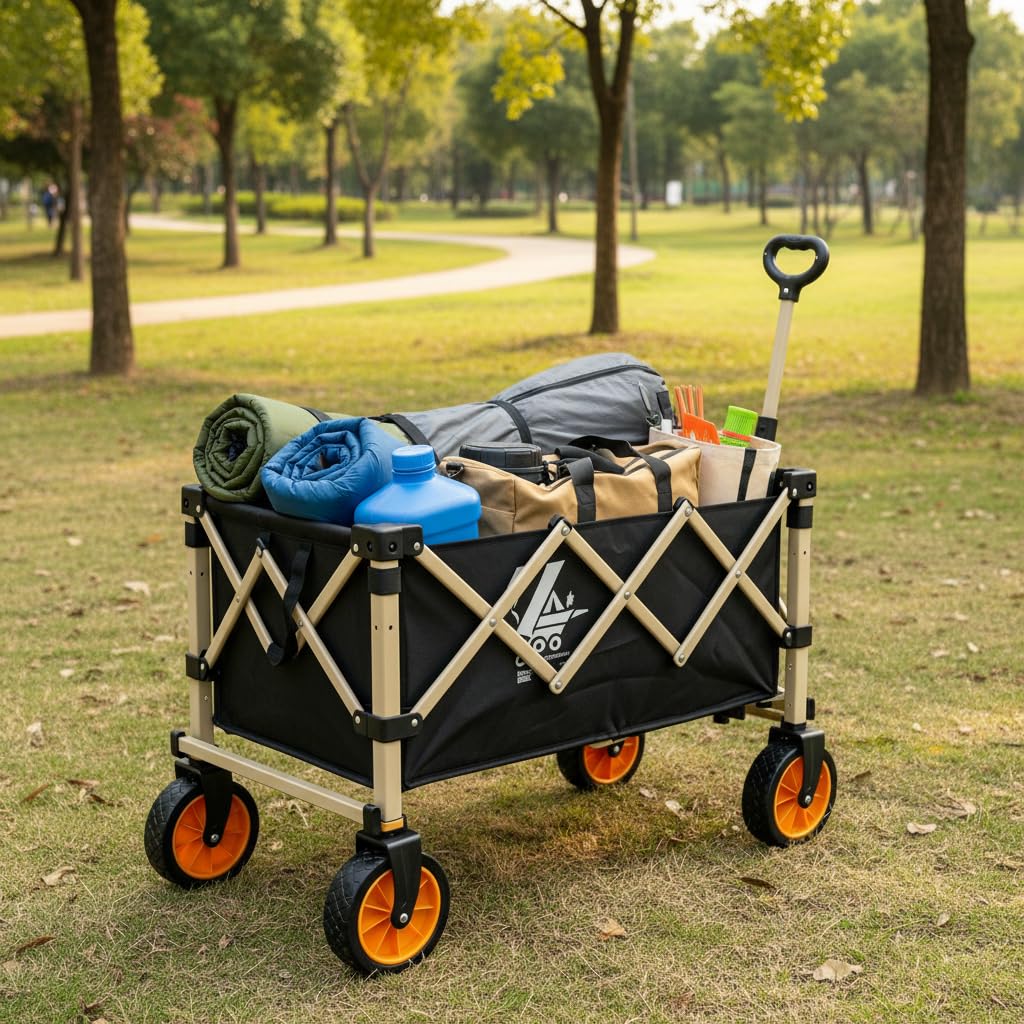 Carrello Utility Pieghevole da Esterno, Ruote universali silenziose, Carrello portatutto, Festival musicali, Per famiglie numerose, Ruota universale silenziosa standard, 5 pollici