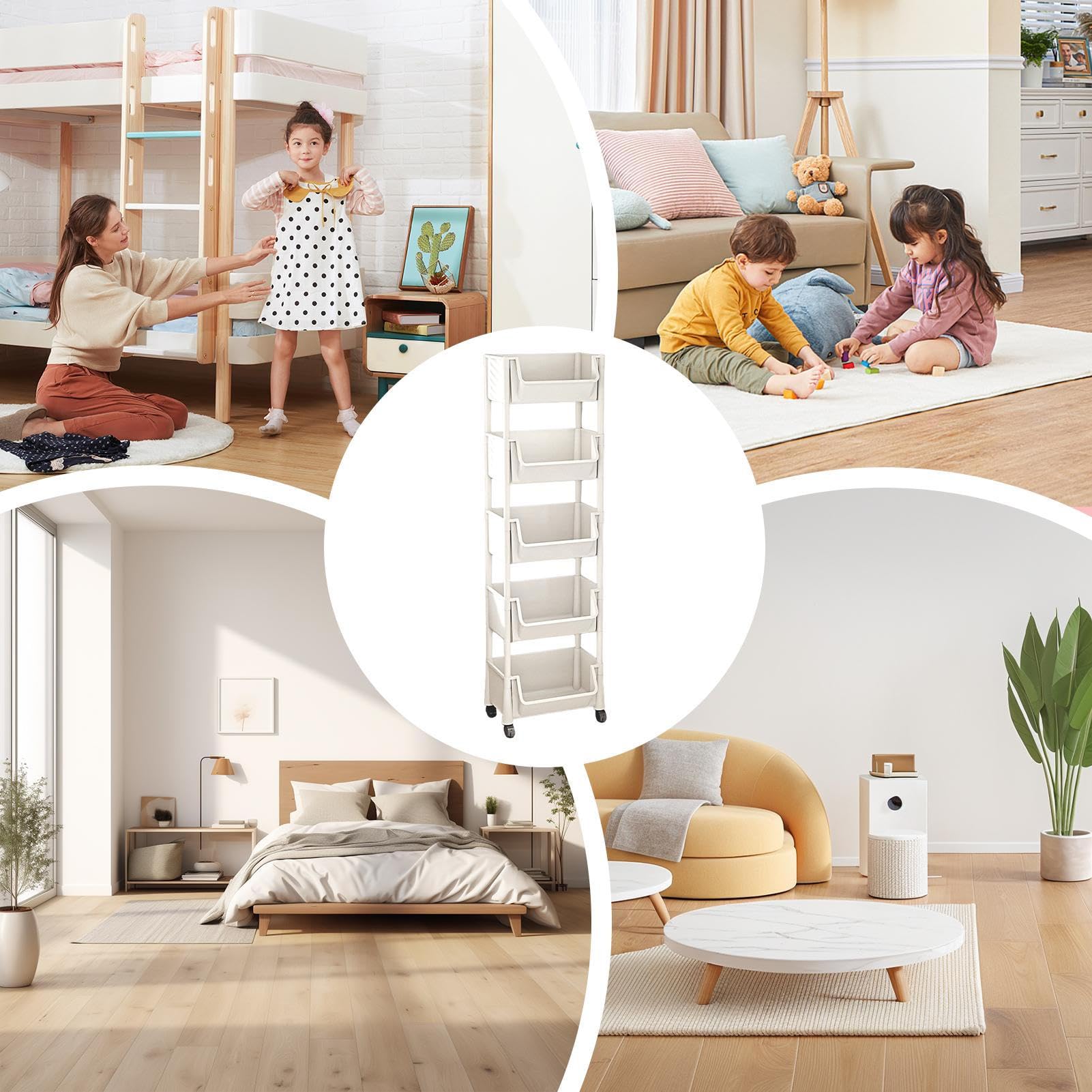 Rolling Cart Organizer - Design et Compact - Étagère de Rangement Mobile avec roulettes pour, Livres, collations dans Les Petites pièces, bibliothèque compacte pour Bureau ou Salle de