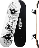 Vista 8 de Nattork - Monopatín completo de 31 pulgadas, patinetas estándar para principiantes, patinetas de trucos de 9 capas de madera de arce canadiense