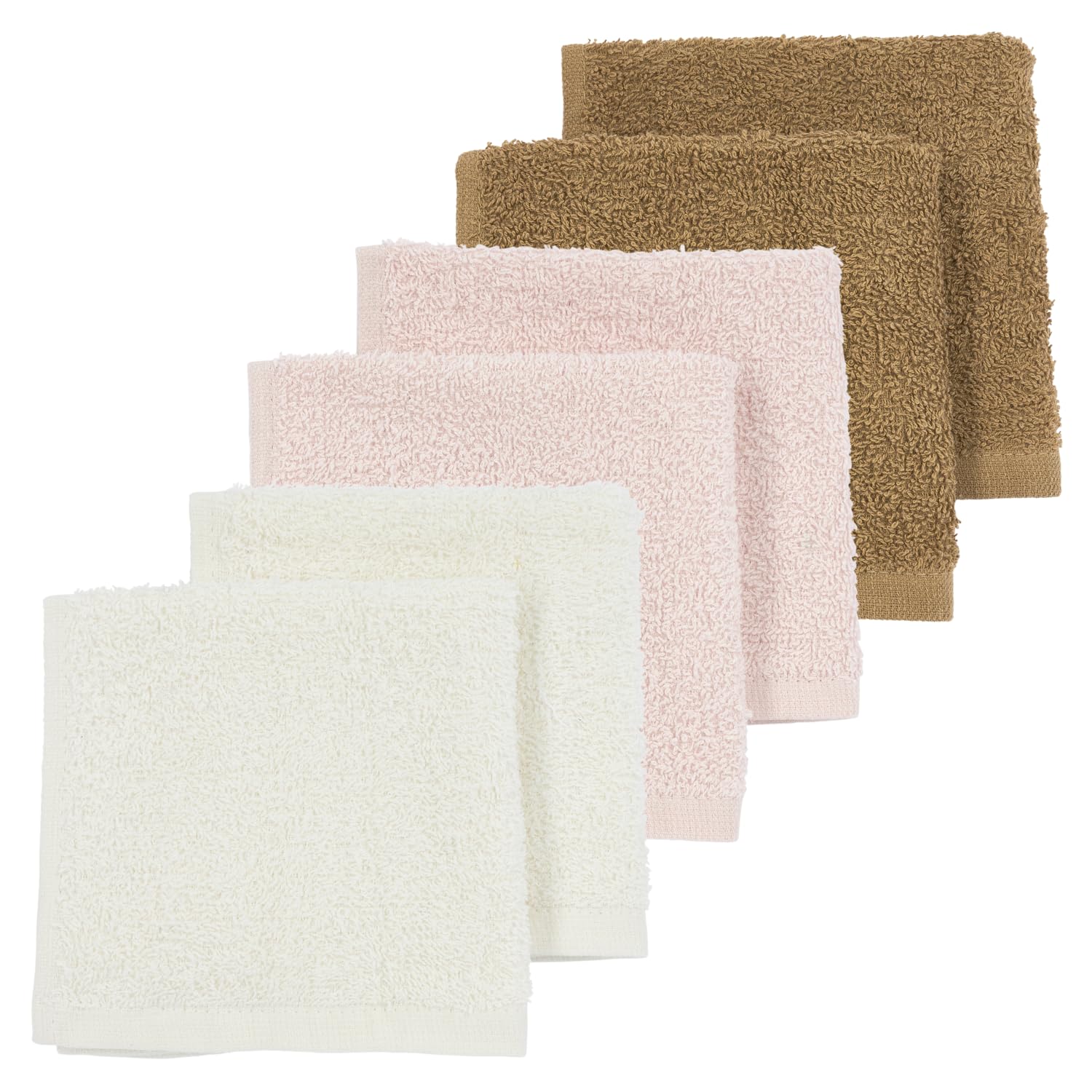 Meyco Baby Burp Cloths Terry Towelling – Off White/Soft Pink/Toffee – 30 x 30 cm – Pack of 6 – Oeko-Tex Standard 100 — image 1