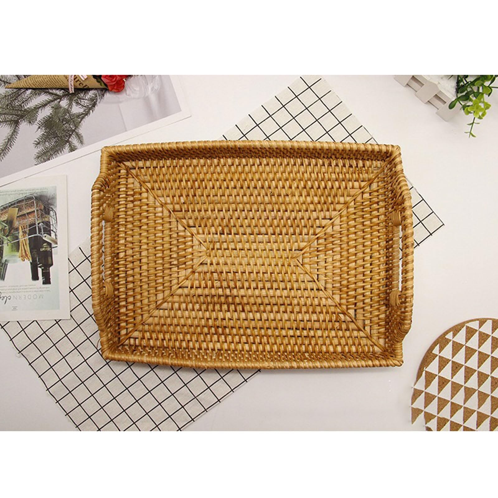 Cestino per il pane intrecciato in rattan,Cestini per Pane Moderni,Conservazione di Verdure Cestino,Cesto Da Portata Intrecciato,Multiuso Porta Da Portata Per Alimenti,per Frutta Verdura e Spuntino