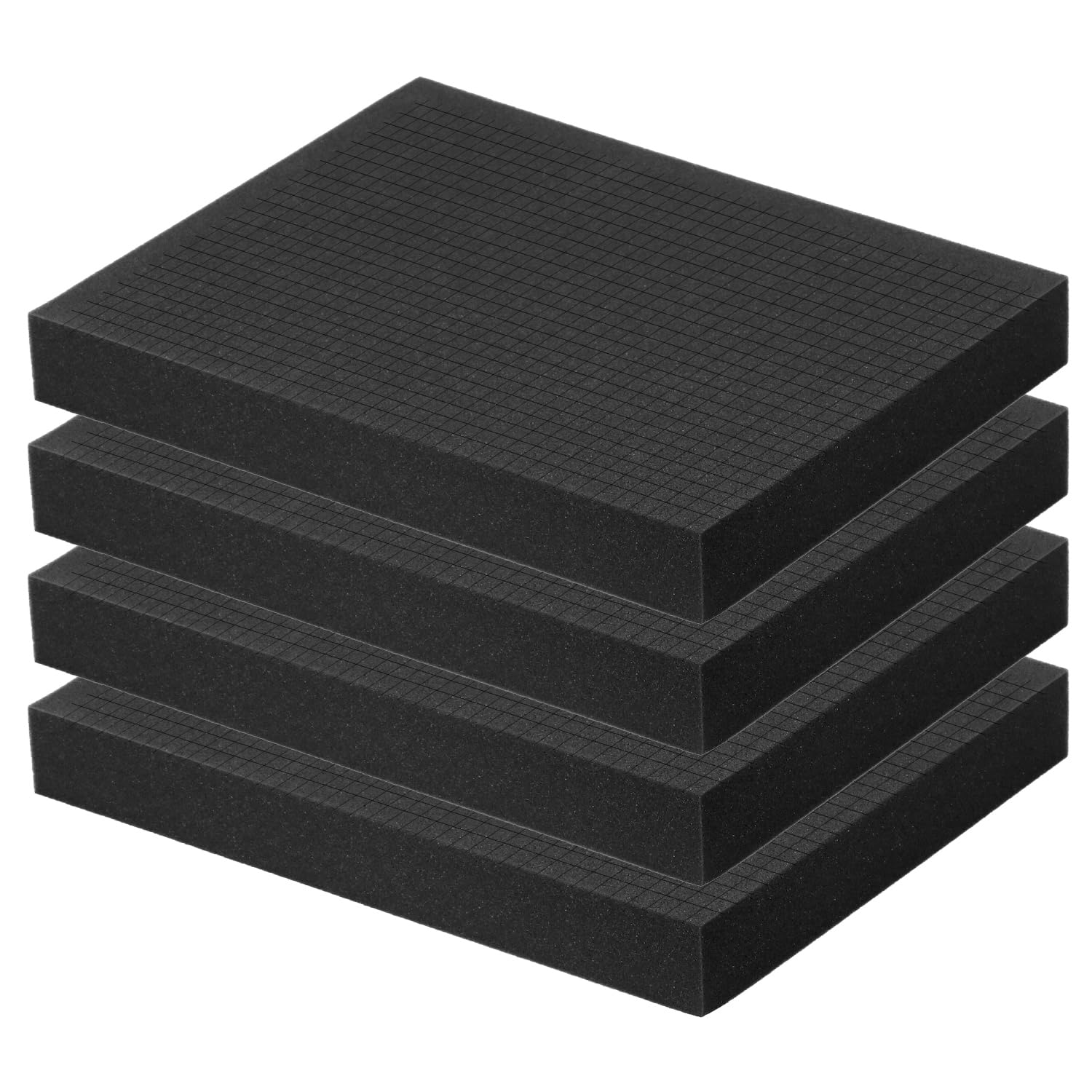 QWORK® Lot de 4 Mousse prédécoupée 400 x 300 x 50 mm, bloc mousse être utilisée pour protéger les outils, les appareils photo, les cosmétiques et l'artisanat.