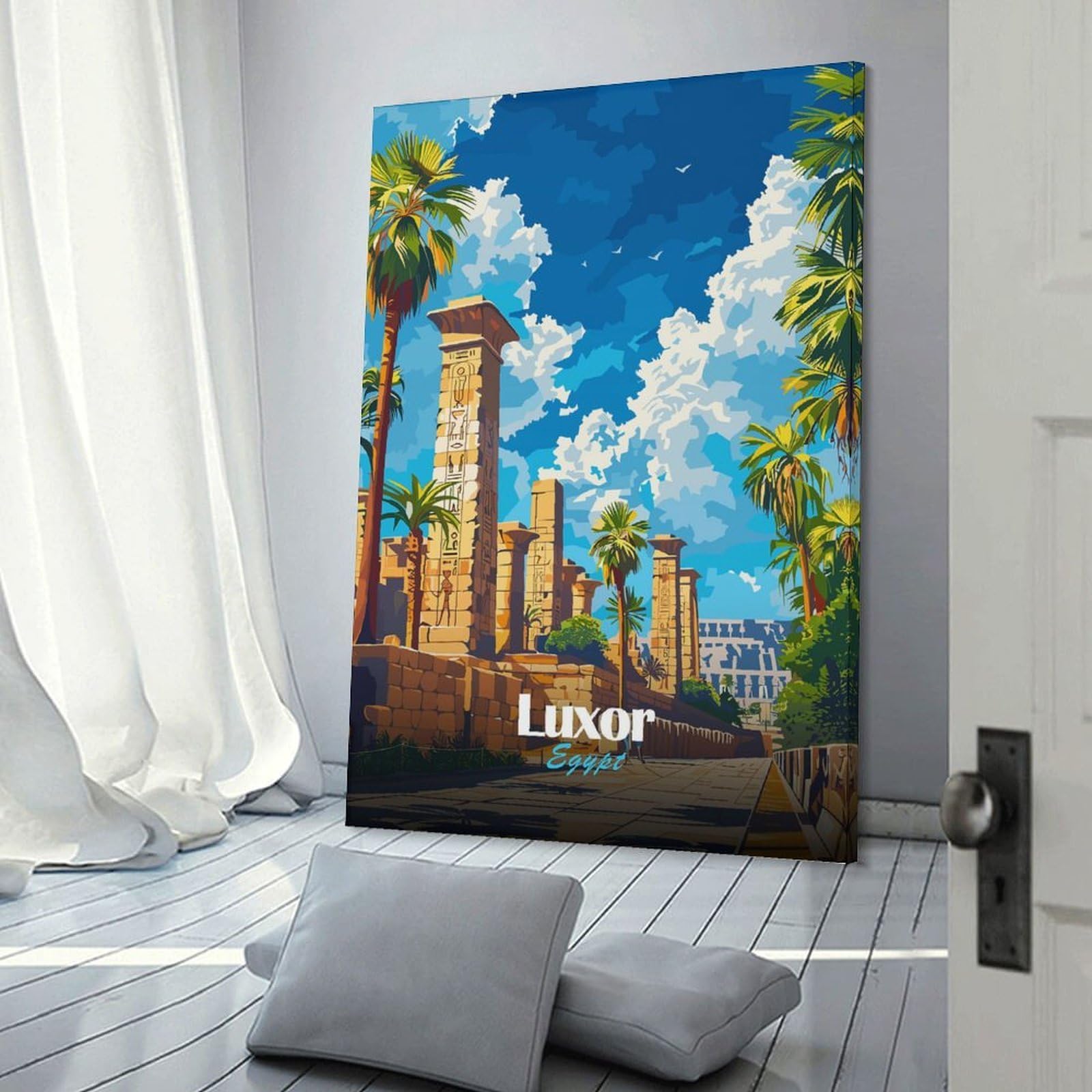 Junmoney Luxor Egypt Travel Wall Picture Print 08x12inch(20x30cm), for Home Office, Desk Area Or Studio, Home Office Artwork with Decorative Appeal