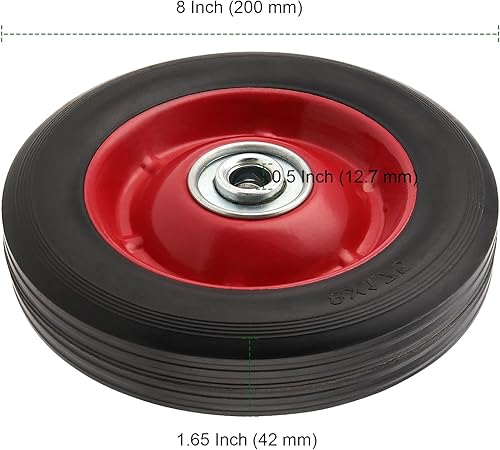 Miniatura 2 de PINGEUI 4 neumáticos de goma sólida de 8 pulgadas, ruedas de goma sólida sin planas, ruedas de repuesto para carretillas de mano, agujero de eje de