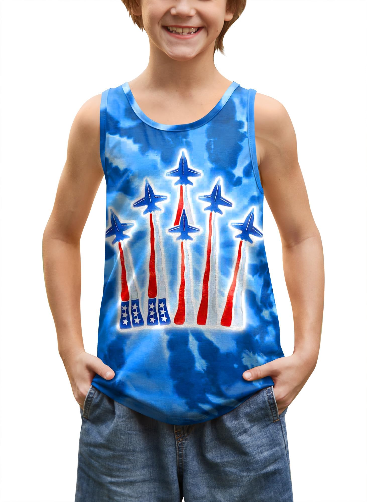 BesserBay Unisex Kid's 4th of July Tank Top American Flag Patriotic Sleeveless Shirt 4-14 Years