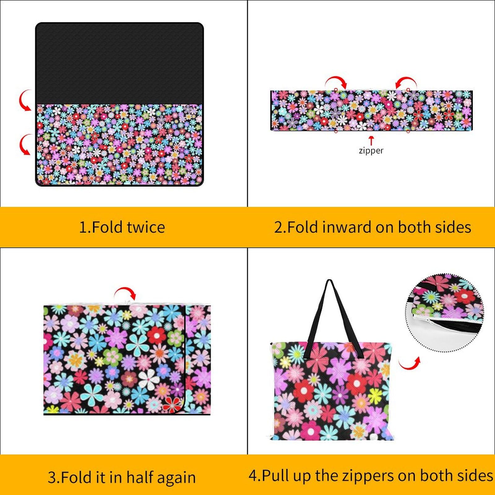 3D Impression Motif De Fleurs Couverture Pique Nique Tapis De Plage Anti Sable Matelas De Plage Tapis Picnic pour Le Voyage, Le Camping, Les Vacances, Etc 200x200cm
