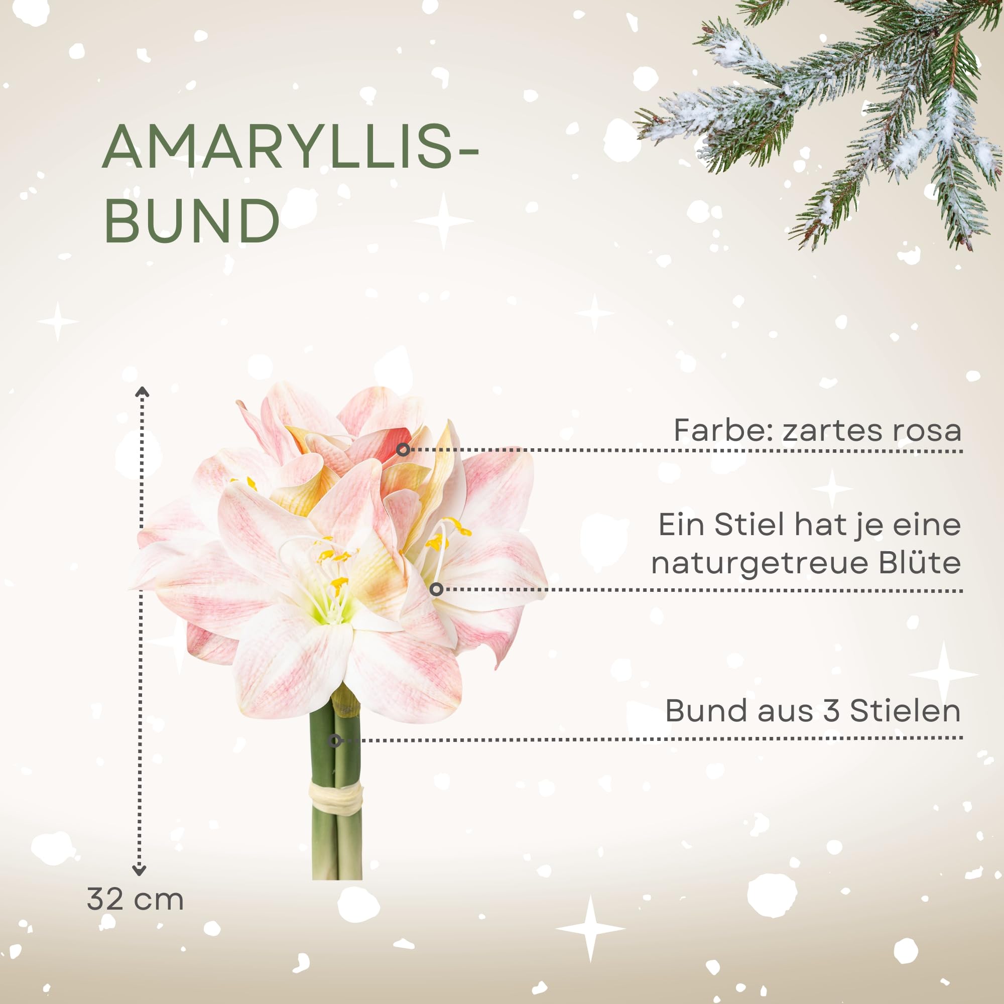 Amazon.de: CREATIV green Amaryllis-Bund 32 cm in rosa Weihnachtsdeko  Amaryllis-Gesteck fr Festliche Dekoration im Advent - knstlicher  Weihnachtsstern - Amaryllisgesteck - weihnachtliche knstliche Blumendeko