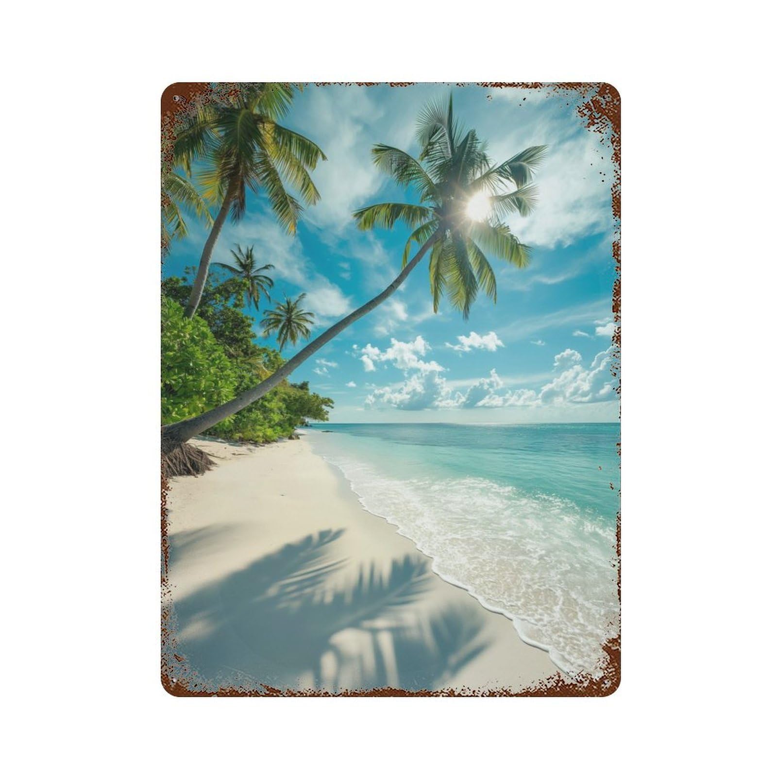 Tropical Beach Serenity Decorative Tin Sign 15.7"x11.8", for Bistro, Counter And Cafe Decor, Retro Wall Decor