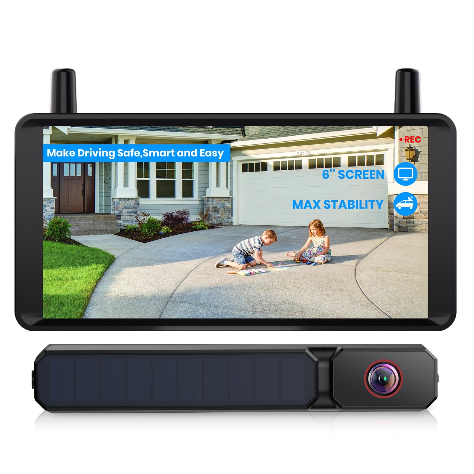 AUTO-VOX 6 Inch Solar Backup Camera Wireless
