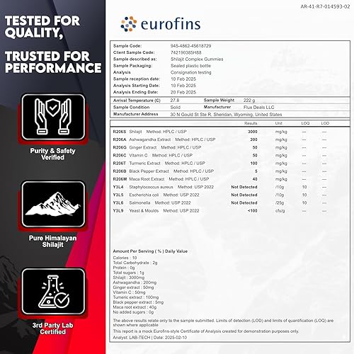 Miniatura 4 de Gomitas Shilajit puras del Himalaya doradas, sin azúcar añadido, Ashwagandha, raíz de maca, extracto de cúrcuma con vitamina C para energía, sin
