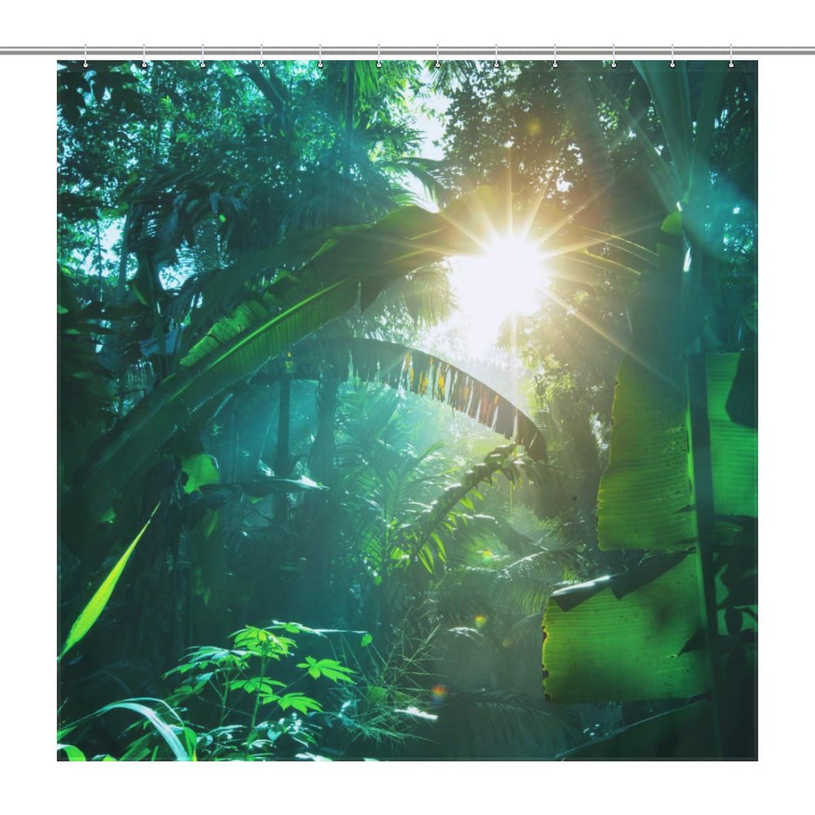 Rideau de douche jungle Vietnam en polyester pour transformer l'ambiance de votre salle de bain
