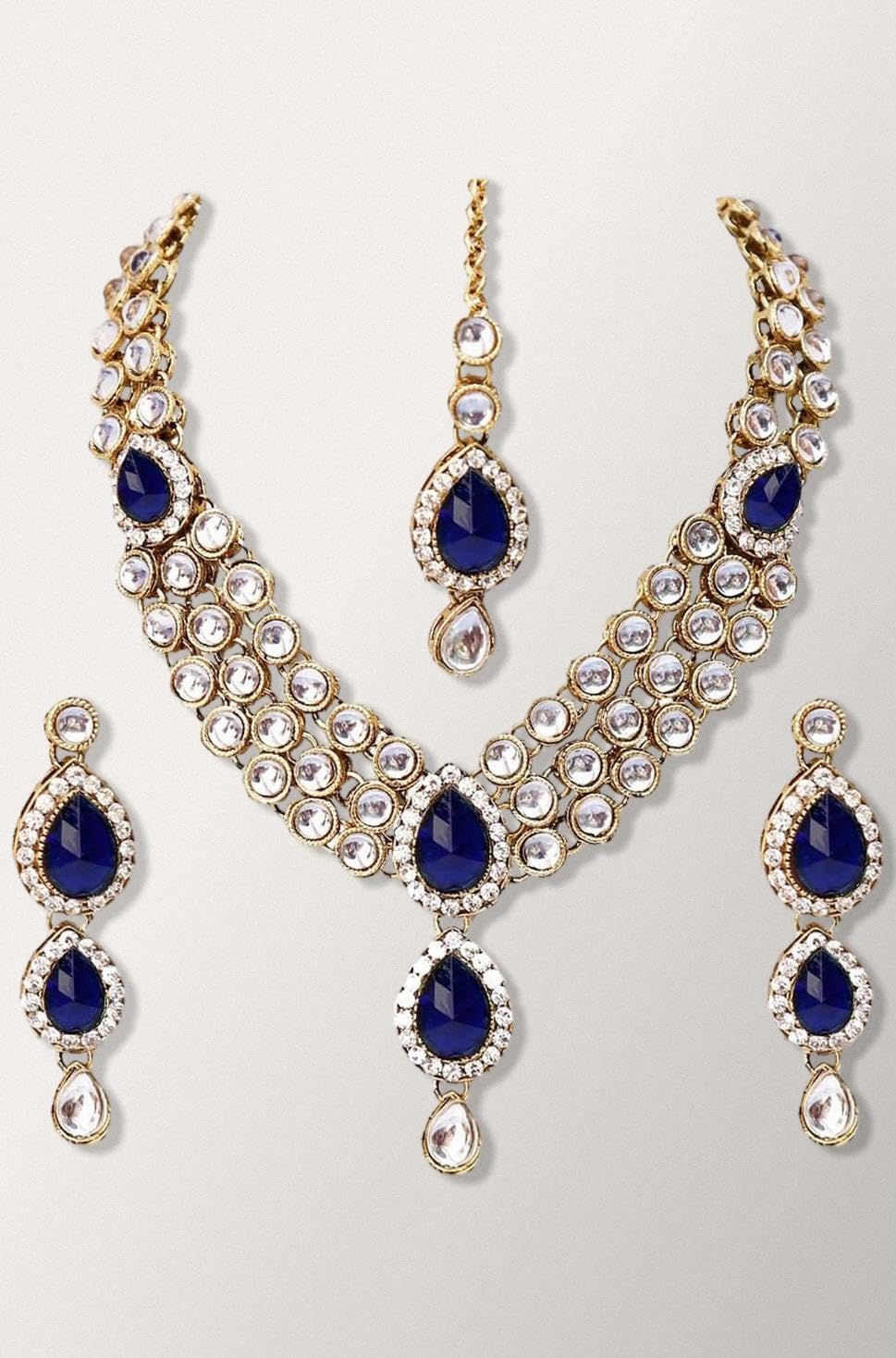 Shining Diva Latest Stylish 18k Gold Plated Traditional Kundan Necklace Jewellery Set for Women