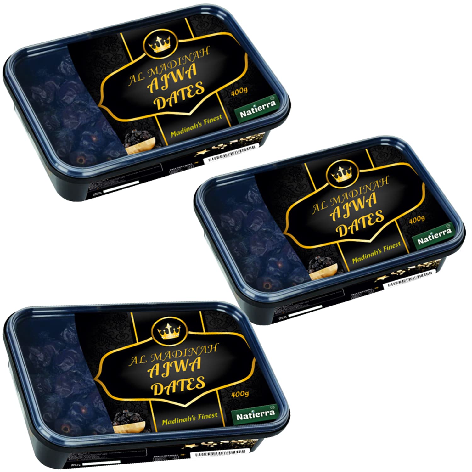 NATIERRA al madinah Ajwa Dates 400 g | Ajwa Khajoor | ajwa khajoor,ajwa dates original,madina ajwa dates,original ajwa dates | (Pack of 3)