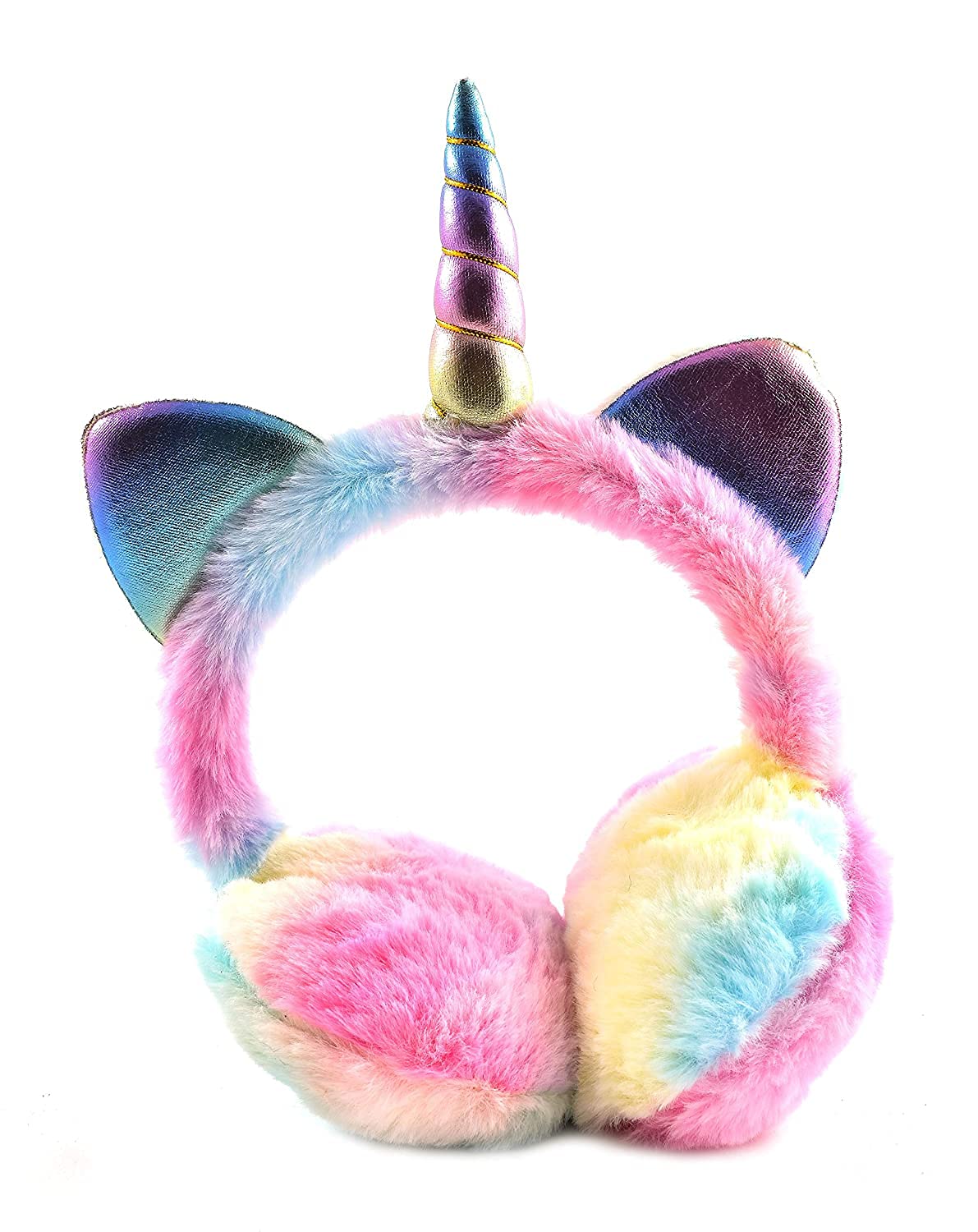 MAGICGirls Colorful Faux Fur Unicorn Ear Muffs Winter Ear Warmer Earmuff with Glitter Ears