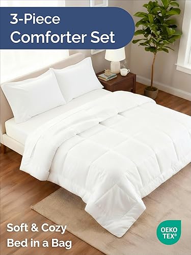 Miniatura 2 de Juego de edredón Queen - Juego de cama de 3 piezas para todas las estaciones - 1 edredón acolchado suave con pestañas en las esquinas y 2 fundas