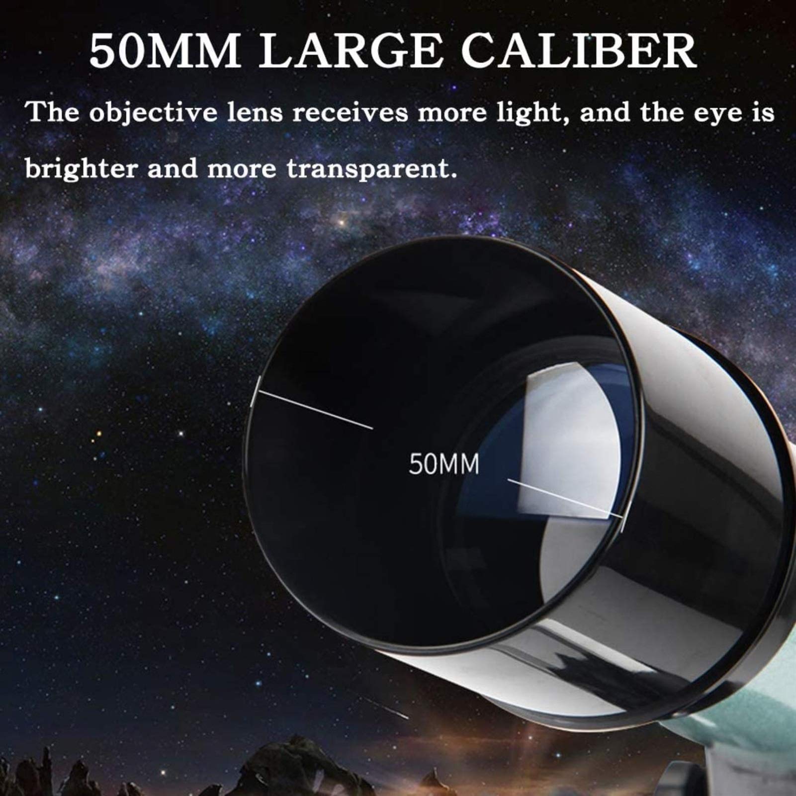 Télescope astronomique Ultra HD 50 mm pour débutants Adultes et télescope réfracteur 360 mm de Longueur focale Adaptateur Compact pour Smartphone et Observation Portable de la Lune, télescope Doub