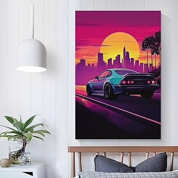 Amazon.com: Japanese Car 80s Neon Sunset Palm Trees City Poster Amazon.com: Japanese Car 80s Neon Sunset Palm Trees City Poster