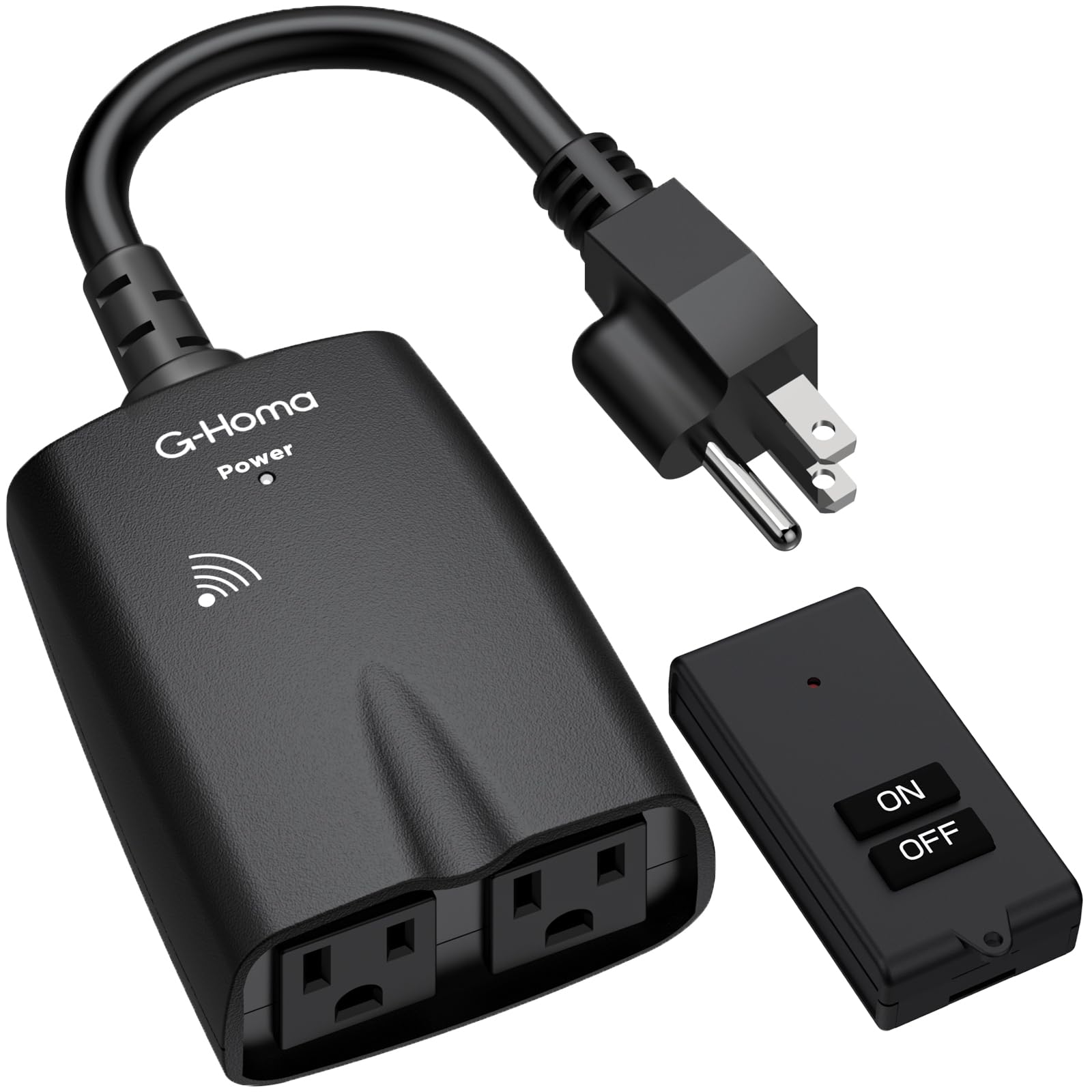 G-HomaOutdoor Remote Control 3-Prong Outlets, Wireless Remote Light Switch Outlets for Christmasr Tree Light, Weatherproof, 100 FT Range, ETL Listed (Battery Included)