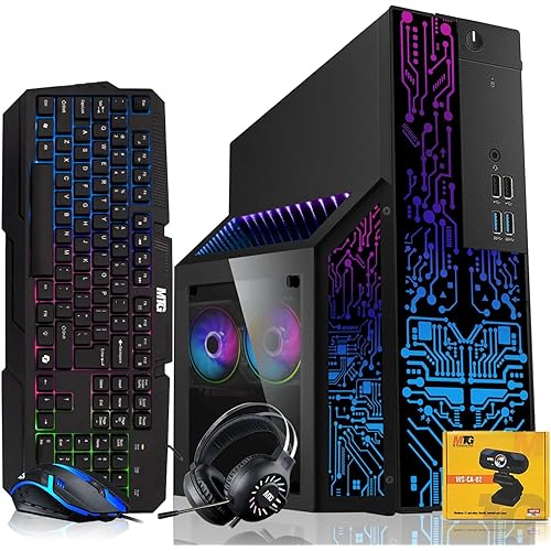 TechMagnet Nova Gaming Desktop PC Bundle with Core i7 32GB RAM 1TB SSD RTX 4060 Graphics RGB Keyboard with AI-Enabled Copilot Key Mouse Headphones Webcam Windows 11 (Renewed)