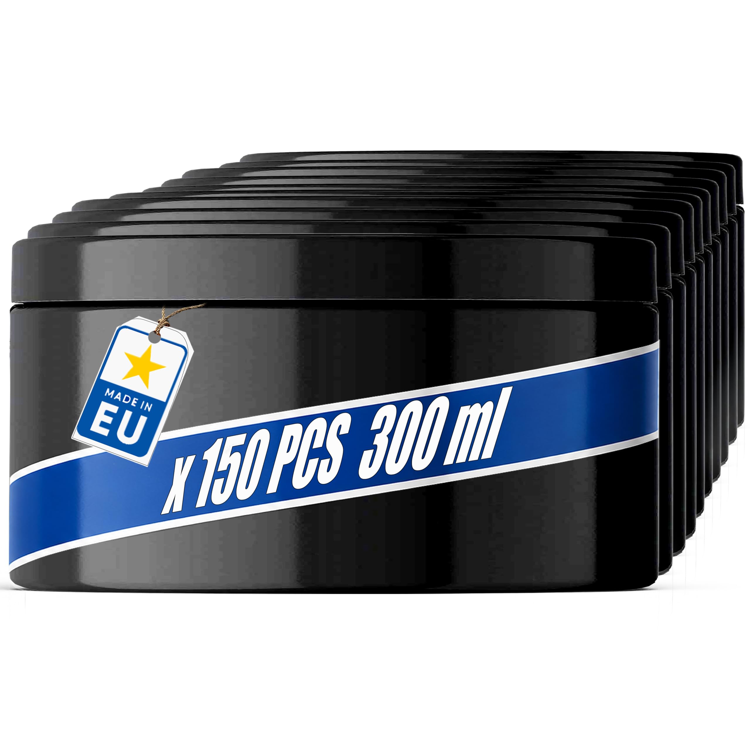 POSH Barattolo ermetico da 150 x 300 ml, in PET, per uso alimentare, con coperchio a vite, per spezie e erbe, colore nero