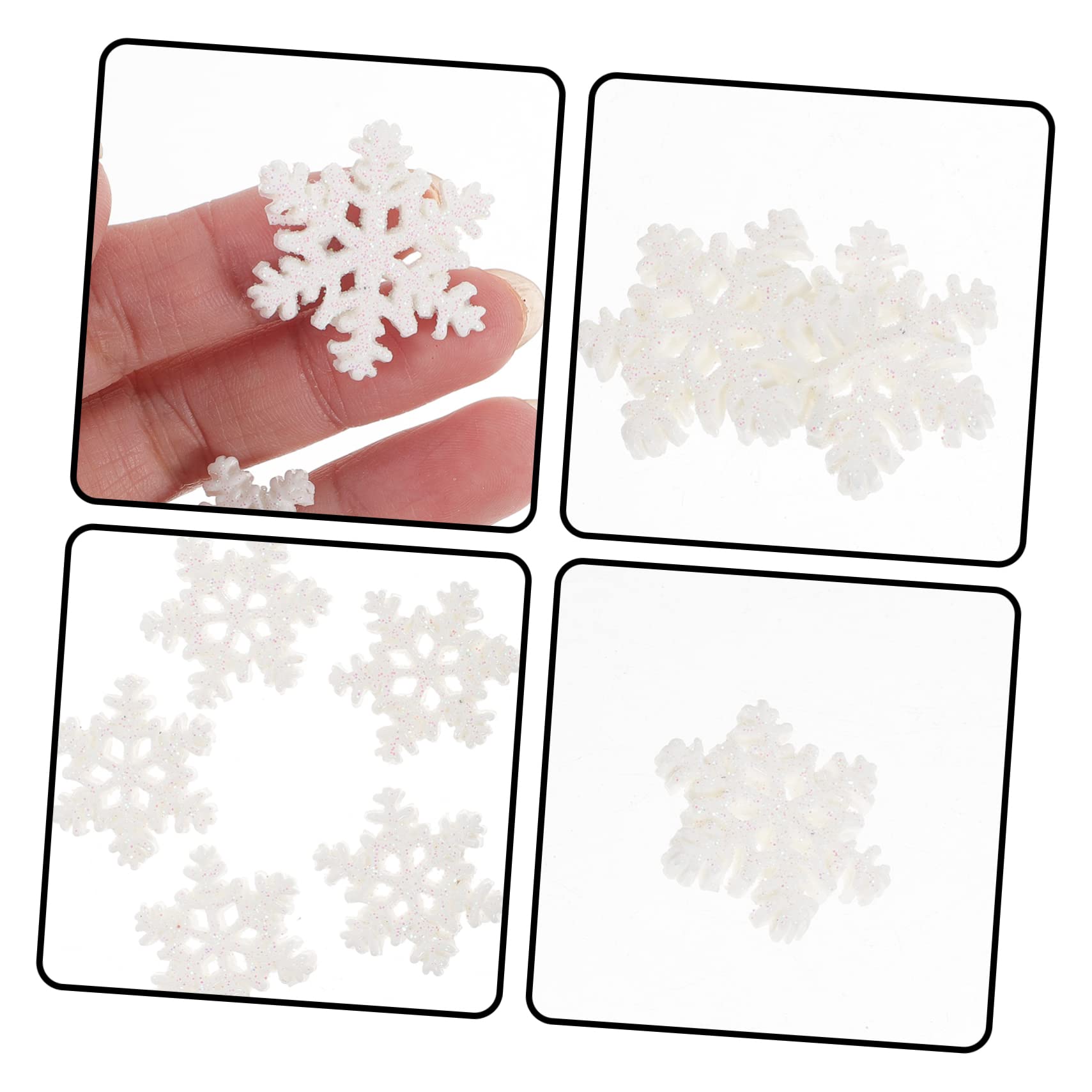 SHINEOFI 300 Pz Fiocco Di Neve Micro Paesaggio Ciondolo Fiocco Di Neve Glitterato Decorazioni Per Festival Fai Da Te Casa Delle Bambole Delle Fate Delle Vacanze Micropaesaggio Resina Bianca