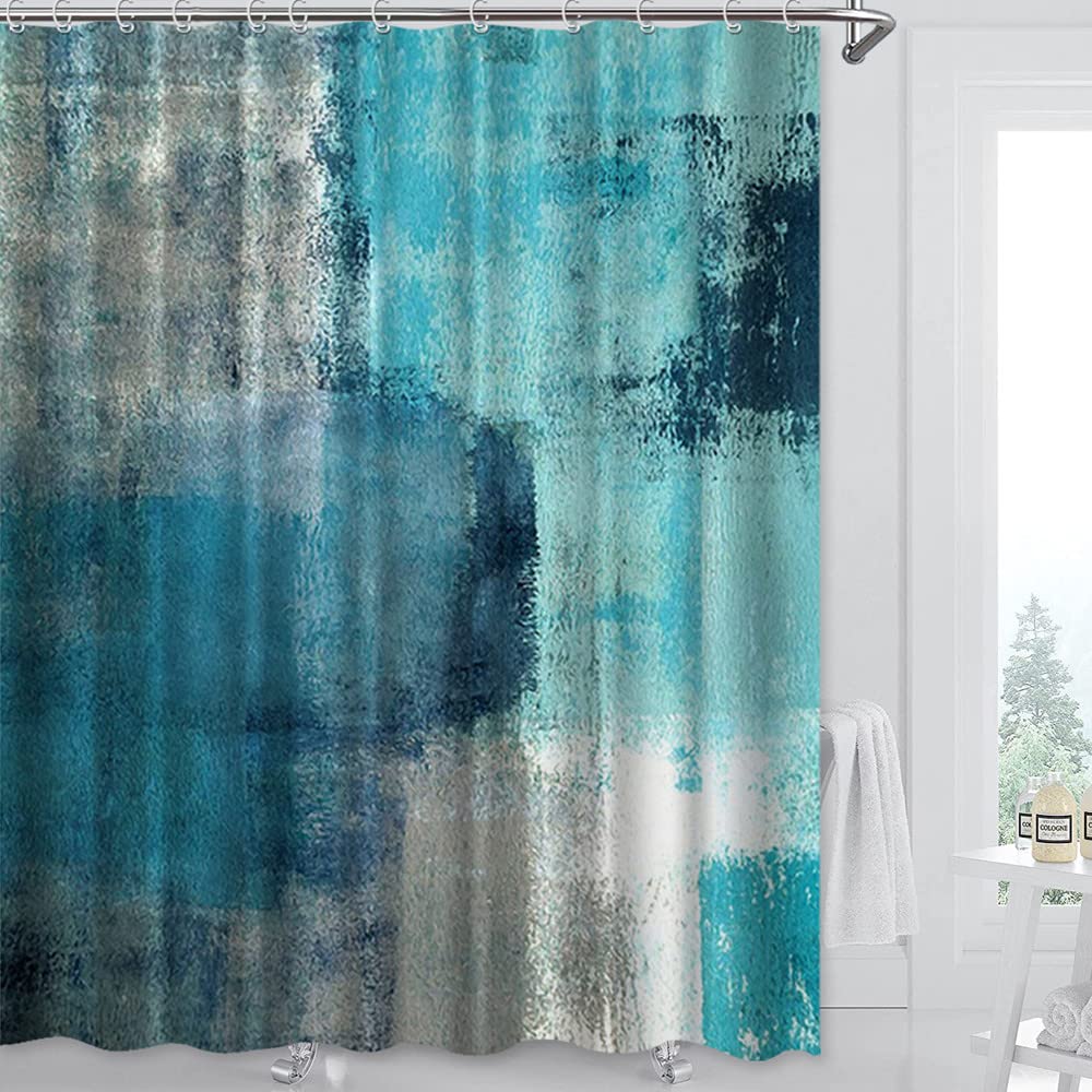 Amazon.com: Abstract Watercolor Shower Curtain Turquoise Grunge Aesthetic  Fabric Bath Curtain Brush Marks Pattern Bathroom Decor Curtain : Home &  Kitchen
