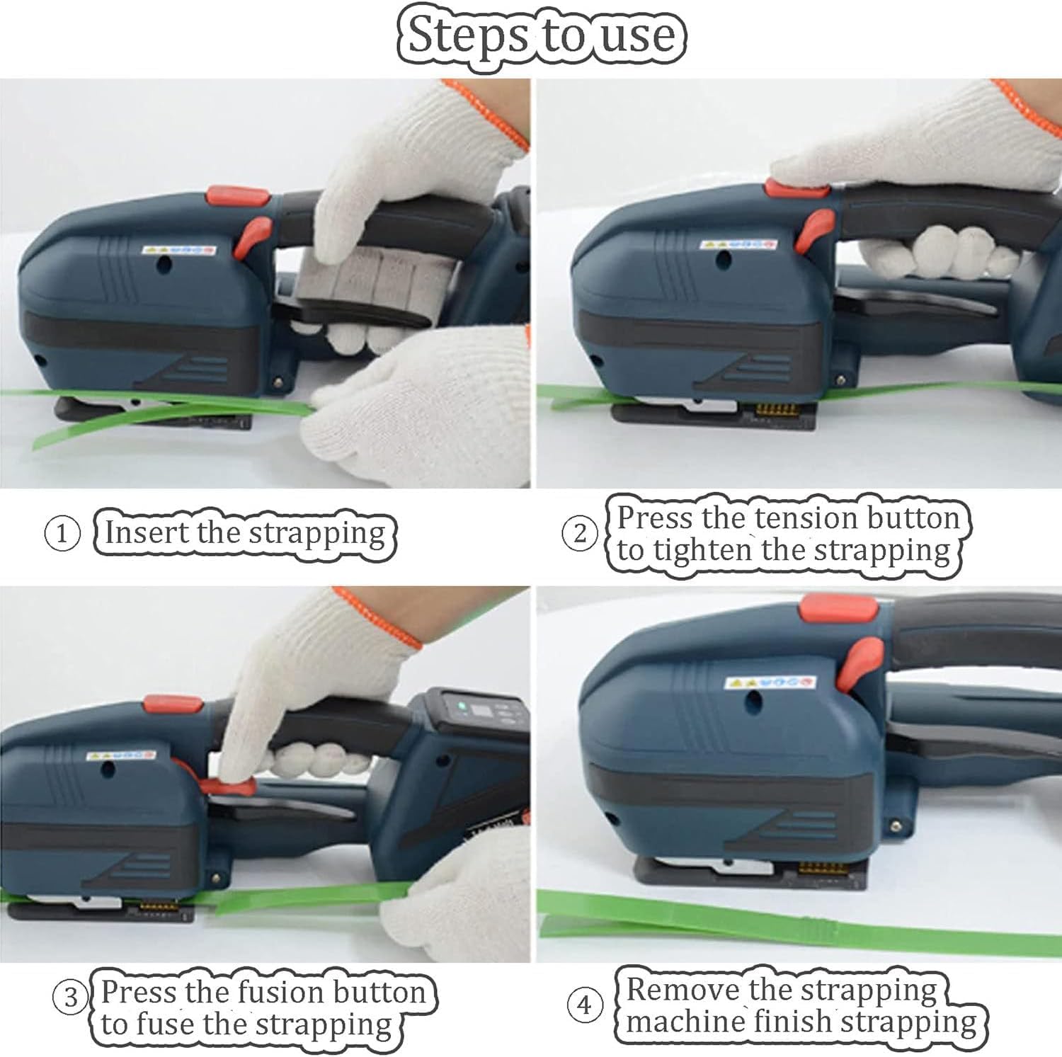 ハンドヘルドホットメルト結束機、PP/PET用バッテリー駆動充電式電動溶接結束ツール、電動包装結束機2battery