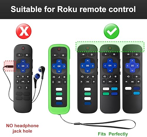 Miniatura 2 de Paquete de 2 fundas protectoras de control remoto para mando de TV RokuFunda protectora de silicona - Brilla en la oscuridad (VerdeAzul)