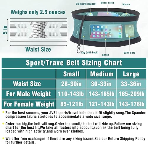 Miniatura 4 de JVZI Cinturones delgados para correr para mujeres y hombres  invisibles, transpirables y antirrobo  Cangurera para teléfono  Cinturón de viaje