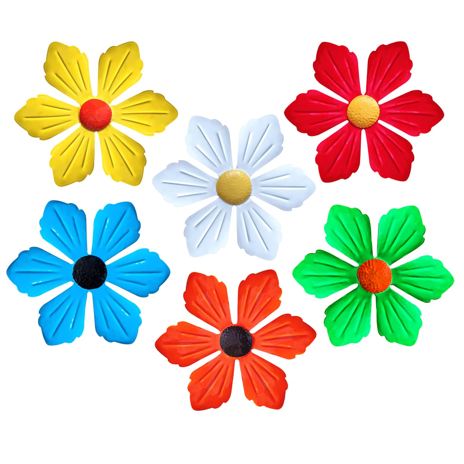 Tsilin 6 Pcs Metal Flowers Wall Decor Garden Decor Wall Art Flower Statues Sculpture Hanging Ornament For Indoor Outdoor Backyard Porch Patio Fence Decor