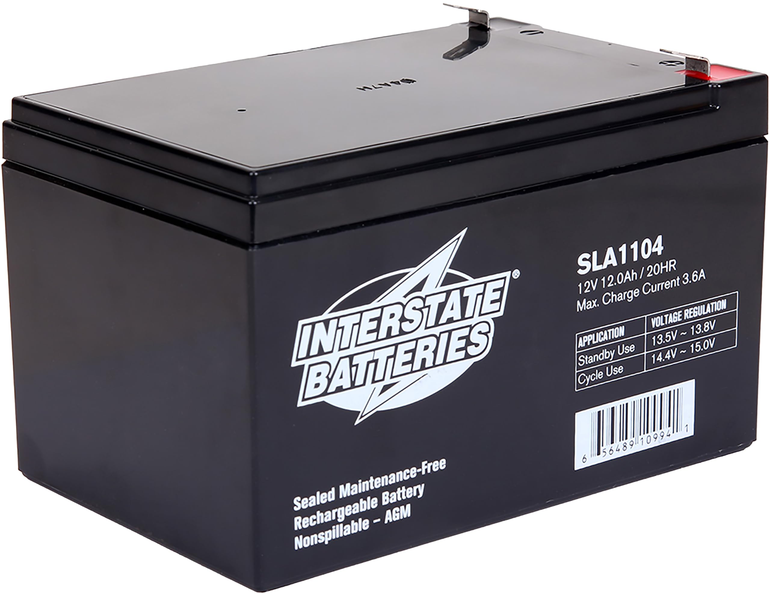 Interstate Batteries 12V 12Ah Battery (F2 Terminal) SLA AGM VRLA Rechargeable Replacement for Electric Fences, Generators, Medical Devices, Universal