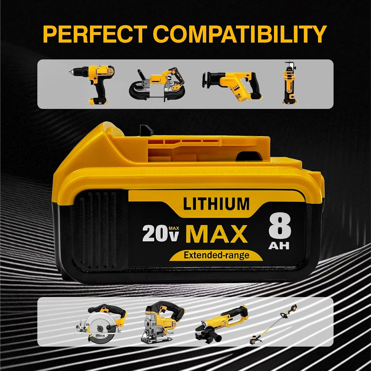 20V 8.0Ah Replacement for Dewalt 20V Max Battery, 4-Pack Lithium-Ion Batteries Compatible with Dewalt Battery Cordless Power Tools and Chargers