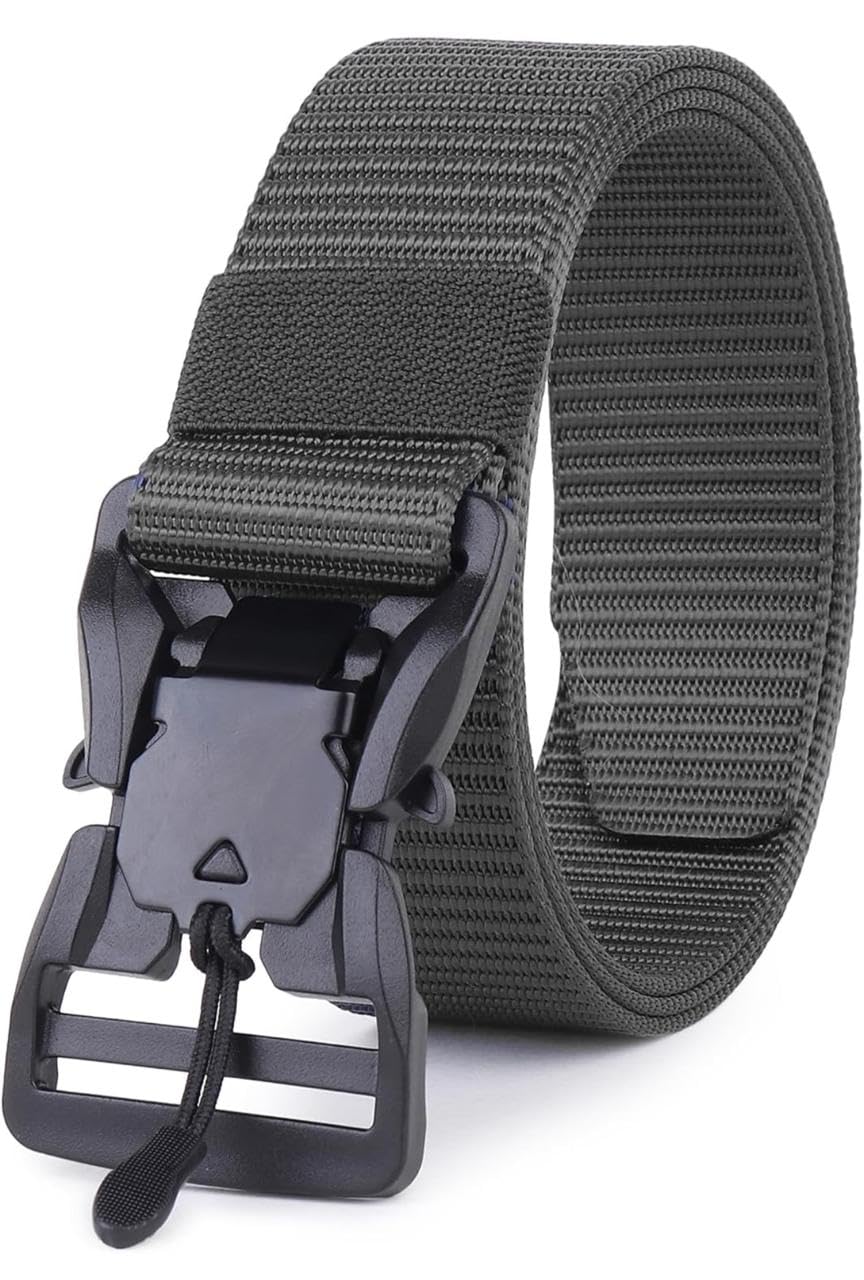 - JETTREAM Nylon Tactical Belt, Military Style Webbing with Quick-Release alloy magnetic Buckle belt for men