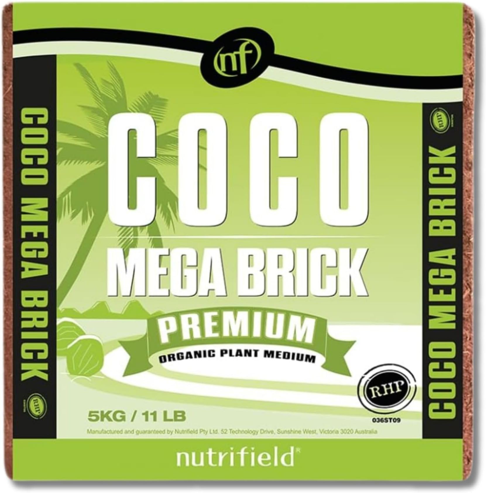 NUTRIFIELD Coco Mega Brick Premium Organic Plant Medium RHP Certified