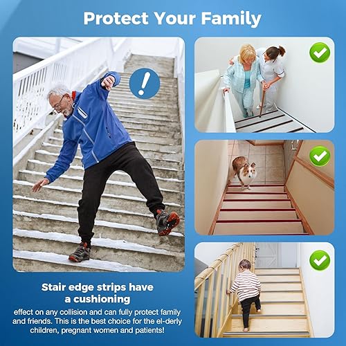 Miniatura 7 de Bordes de vinilo para escaleras, protector de borde de escalera, borde de escalón, antideslizante e impermeable, para interiores y exteriores, tiras