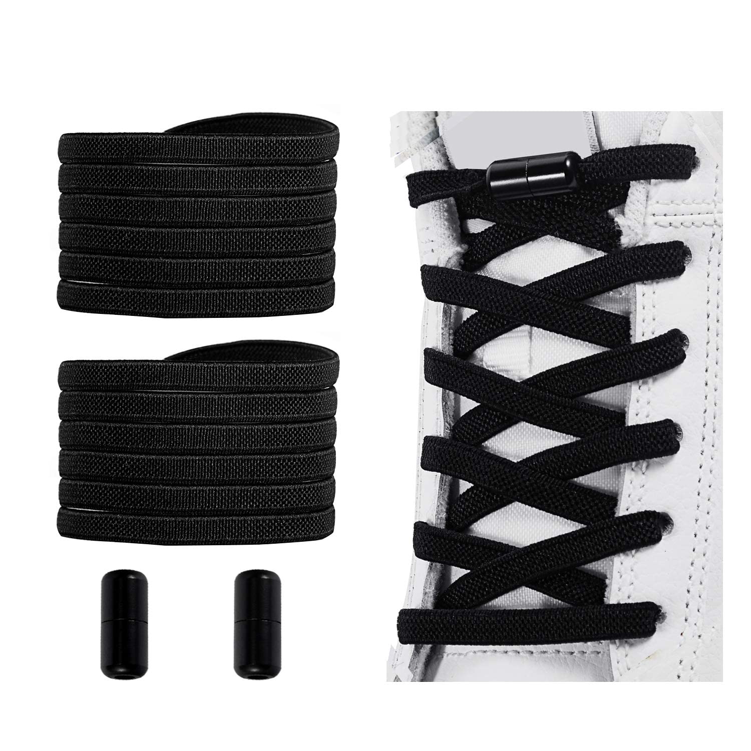 Galinpo Elastic No Tie Shoe Laces For Adults,Kids,Elderly,System With Elastic Shoe Laces（Black） (B09QCBZ6DT) Amazon Price History, Amazon Price Tracker
