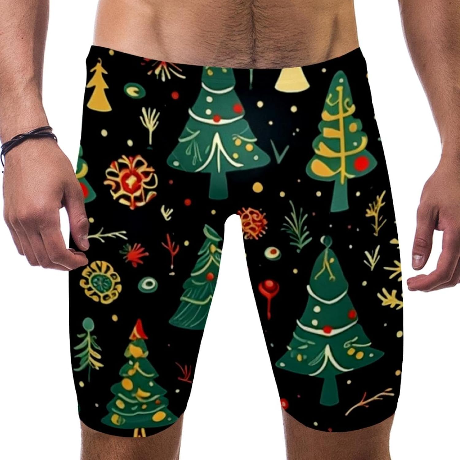 Christmas Trees Boy's Swimming Jammers Swimming Shorts for Men's Swimming Trunks Tight