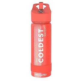 Coldest Insulated Water Bottle with Straw Lid - Stainless Steel Metal Insulated Bottle for Men & Women (Mars Red Glitter, 18 oz)
