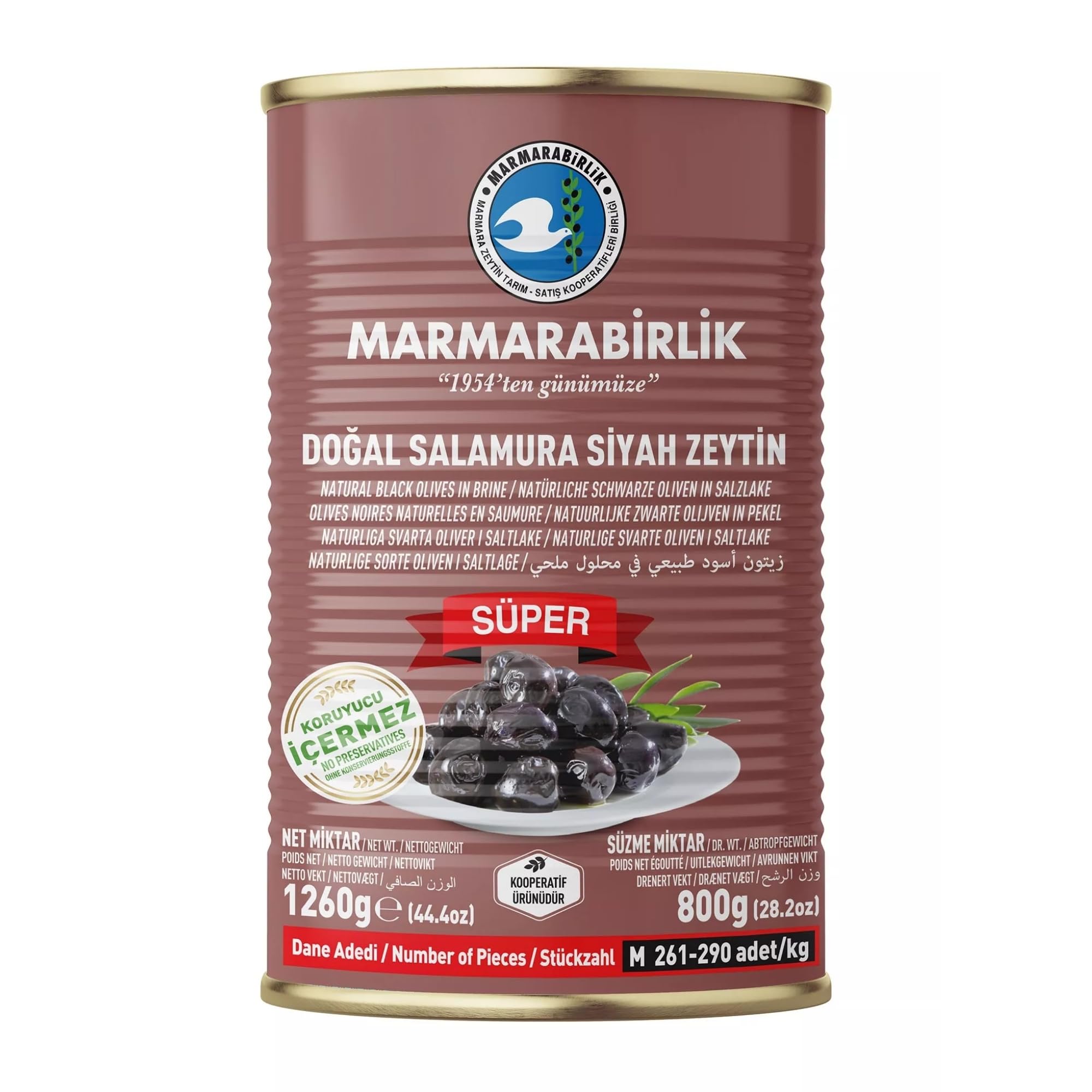 Marmarabirlik Siyah Zeytin 800 gr Teneke Süper (M)