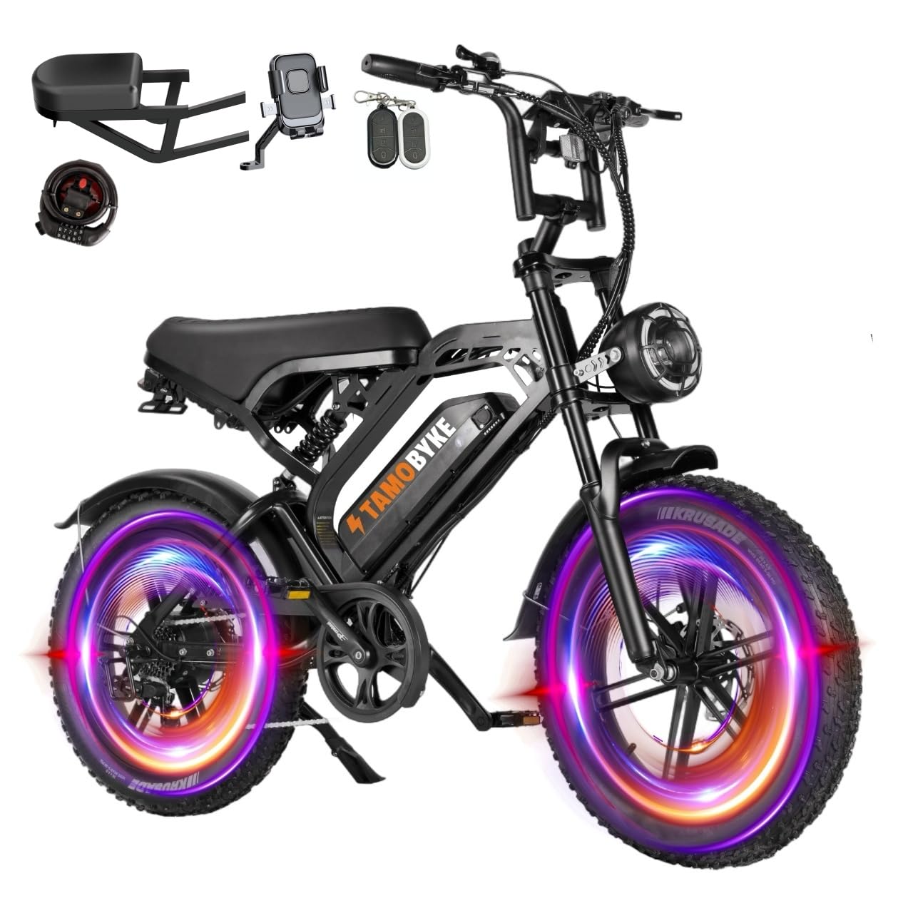 Tamobyke V20/V20Pro Electric Bike for Adults,30/33Mph 5 Speed Gear,48V15.6Ah/18.2ah Battery,25-68 Miles Max Range, Dual Hydraulic Brakes,Turning Light, E-Bike for Commute/Offroad/Rain/Snow Riding.