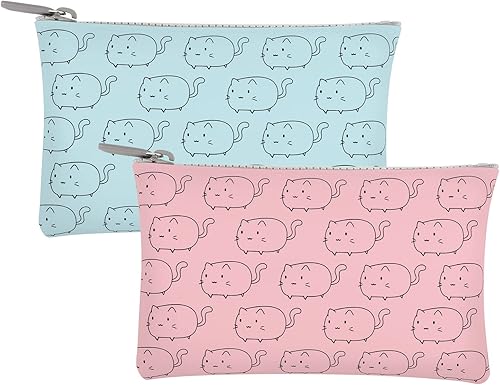 Manmihealth Bolsa de cosméticos de silicona para gatos lindos, azul (Blue02)