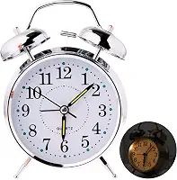 Relógio de Mesa Despertador Antigo Vintage Clássico Com Luz Led Noturna Em Metal Analógico