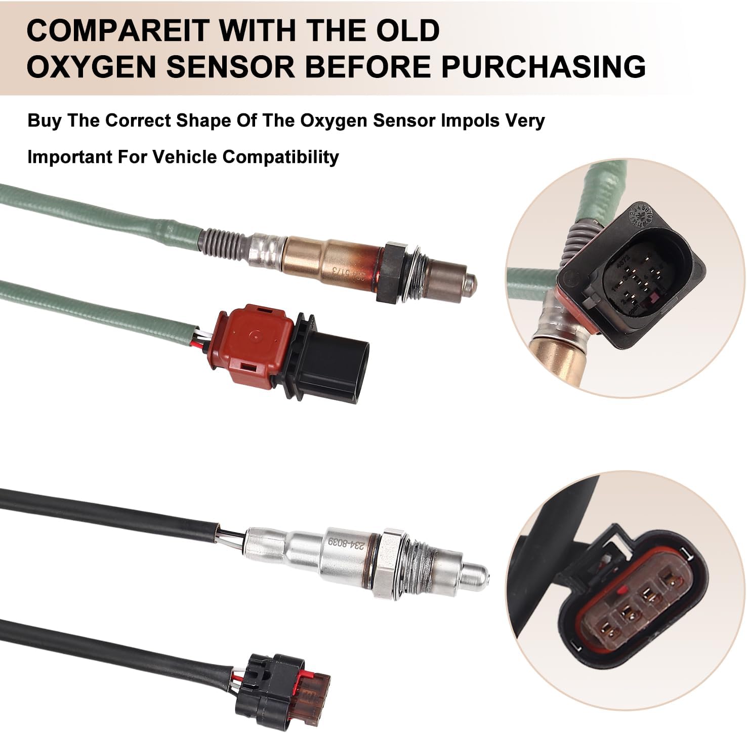 Oxygen O2 Sensor Upstream and Downstream Fits for Ford Edge 16-19, Fusion Escape Taurus Explorer Focus 16-20, for Lincoln MKT 2016, Nautilus 2019, MKC MKZ 17-20, Replace 234-5173, 234-8039 2Pcs