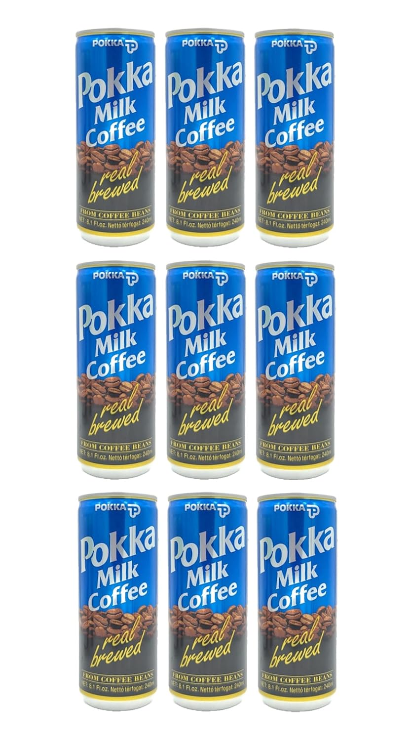 POKKA Coffee 9-Pack Set - Milk Coffee, Vanilla Coffee, Cappuccino, 8.1 Fl Oz (240ml) Each (Vanilla Coffee)