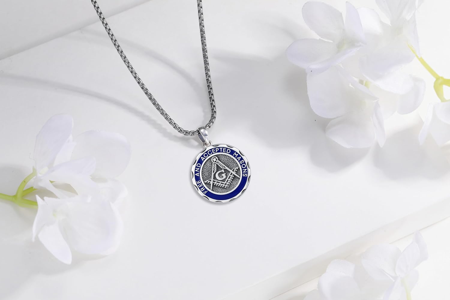 Masonic Freemason/Vampire Necklace for Men Masonic Pendant Gifts 925 Sterling Silver Freemasonry Necklace Jewelry for Brother Men Dad Husband Christmas Birthday - Image 3