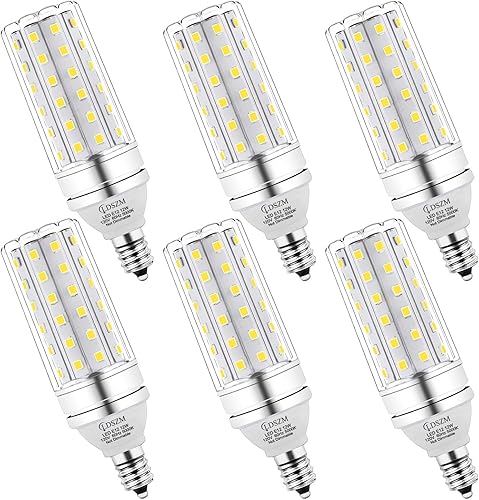 Focos LED E12 de 12 W, focos LED de candelabro, equivalente a 100 W, 1200 lm, luz blanca luz de día 5000 K, base E12, focos LED para araña no