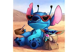 Stitch and Baby Yoda Diamond Painting Kit: Full Drill Canvas Wall Art for Adults (16"x16")