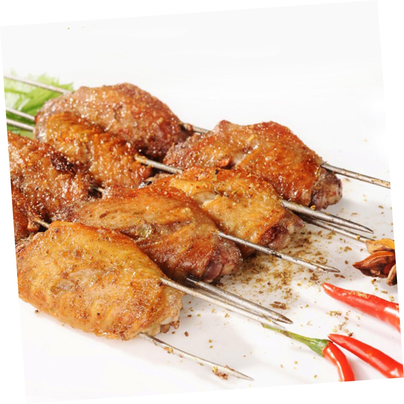 100 Pezzi Spiedini Barbecue Riutilizzabili in Acciaio Inossidabile Argento Alta Resistenza al Calore Trasferimento Termico Forte per Grigliate e Picnic