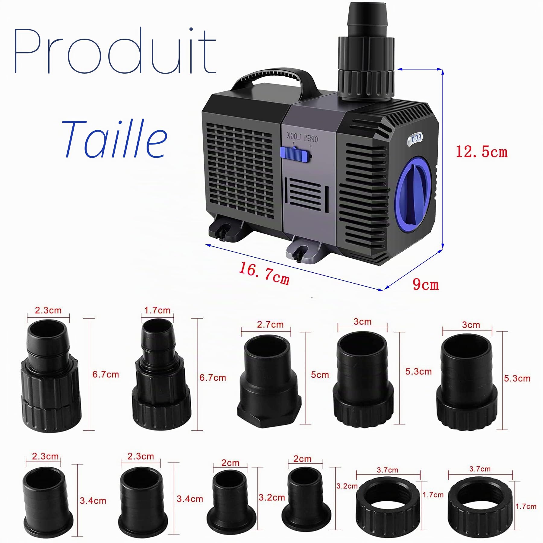 Pompe Eco Bassin Pompe à Eau 3600l/h 20W